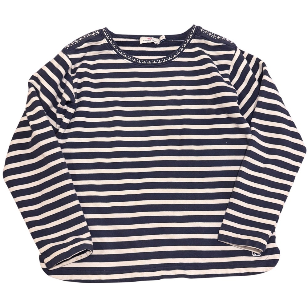 Vineyard Vines Navy White Nautical Long Sleeve Embroidery Resort Boating Wear Sm